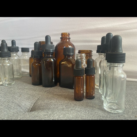 40+ Glass Apothecary bottles Amber Green Blue Clear Dropper Vials Small Vintage - Picture 8 of 8